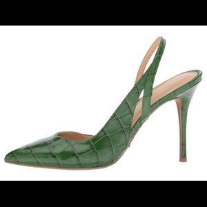 Womens MICHAEL Michael Kors Eliza Slingback Pumps, Emerald Green crock skin